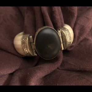 Bone and Silver Statement Bracelet